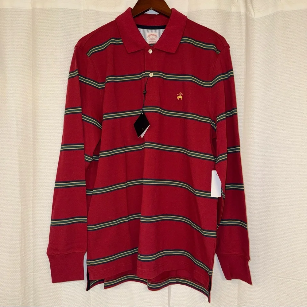 Brooks Brothers 2 shirt bundle- maroon Polo with Green/Navy Stripes & Navy polo
